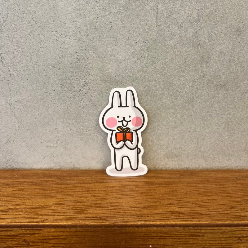 哈啰兔兔 | 全断贴纸::礼物兔兔 - 贴纸 - 纸 白色
