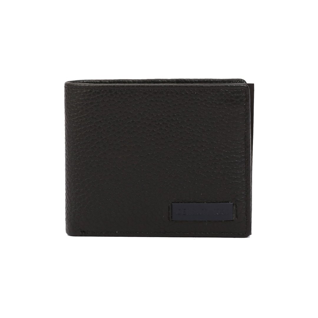 CERRUTI 1881 限量2折  顶级小牛皮4卡短夹 全新专柜展示品 - 皮夹/钱包 - 真皮 黑色
