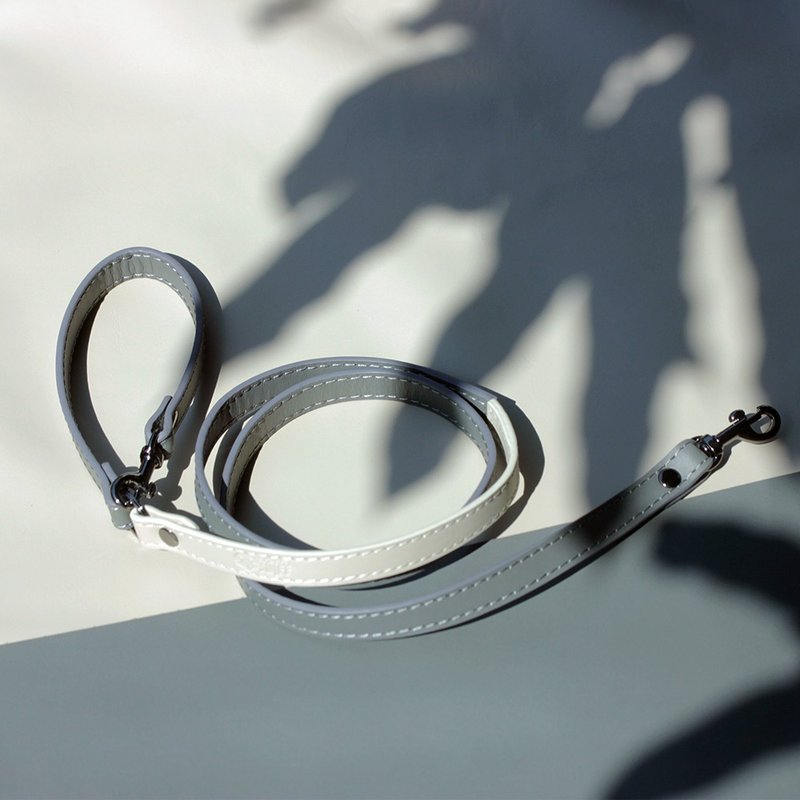 灰宠物牵引绳，真皮软皮，狗牵引绳，猫牵引绳 - 项圈/牵绳 - 真皮 咖啡色