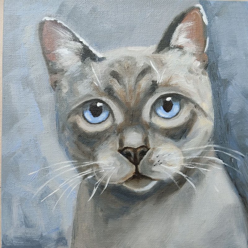 猫画暹罗猫艺术品原创油画宠物肖像 - 海报/装饰画/版画 - 其他材质 