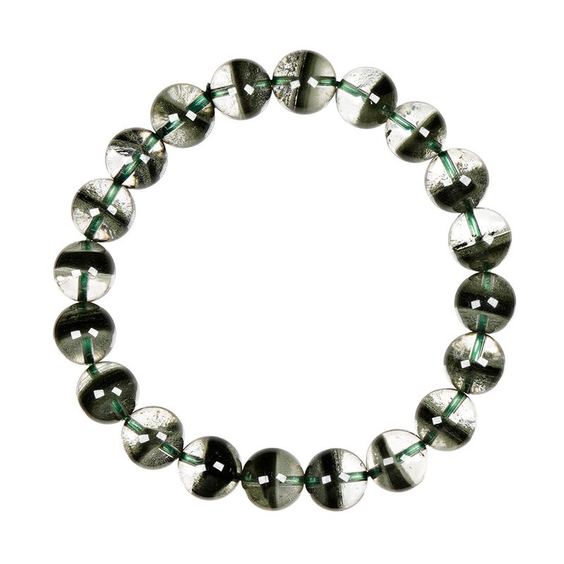 【正佳珠宝】 绿幽灵 超顶级玻璃体一线天 9.9-10.3mm 绿幽灵手珠 - 手链/手环 - 半宝石 多色