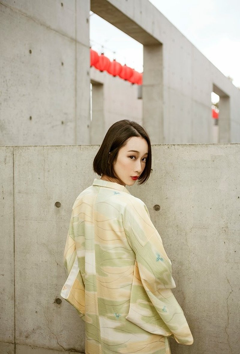 日式和服kimono - 女装上衣 - 棉．麻 黄色