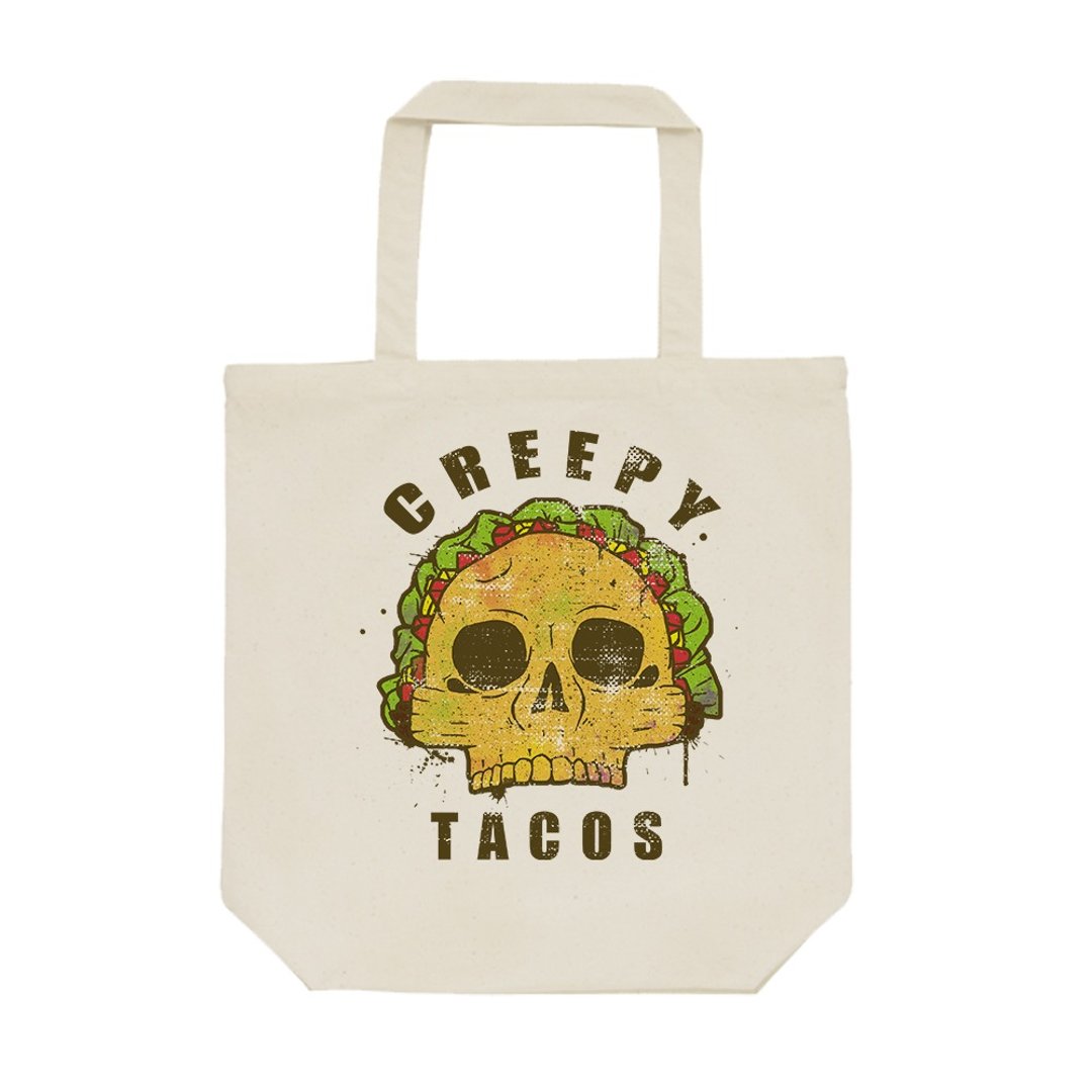 tote bag / skull tacos - 手提包/手提袋 - 棉 卡其色