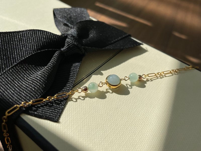 味道//天然翡翠A货 蓝水 晴水 美国14K包金配饰 手链 - 手链/手环 - 玉石 