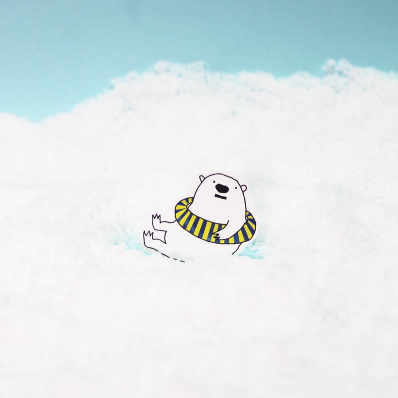 北极熊白怪兽单张贴纸/棉棉怪游泳 - 贴纸 - 纸 白色