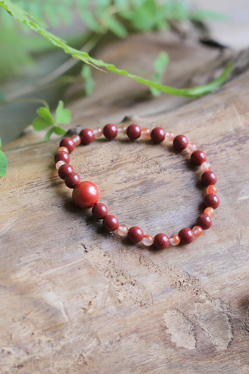 春秋手作 | 原矿高含量10mm帝王砂+6mm紫金砂+4mm南红 | 冰飘南红 - 手链/手环 - 半宝石 