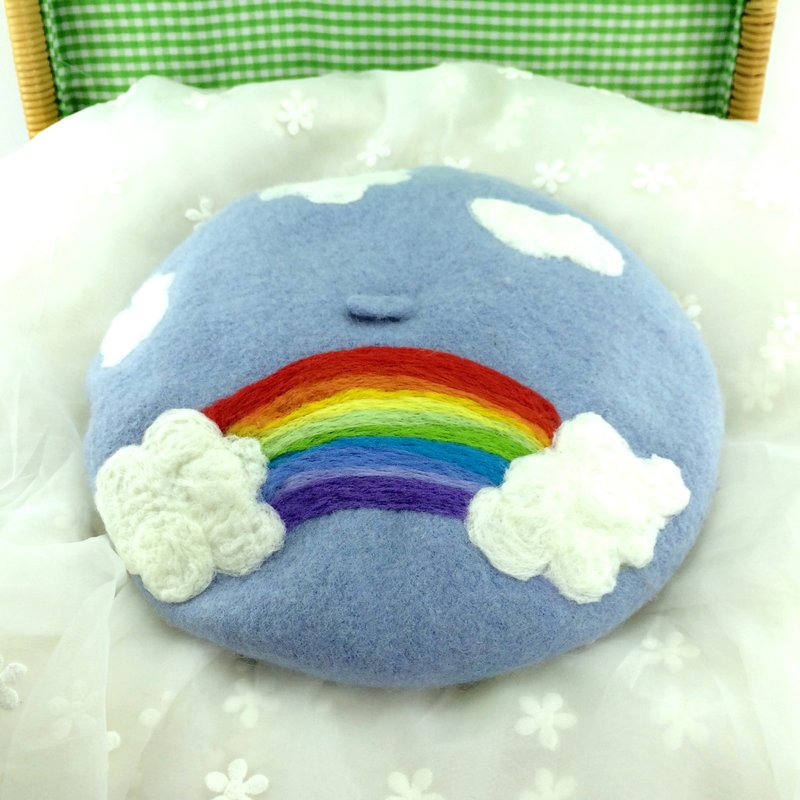 原创 羊毛毡手作 彩虹画家帽 - 帽子 - 羊毛 蓝色