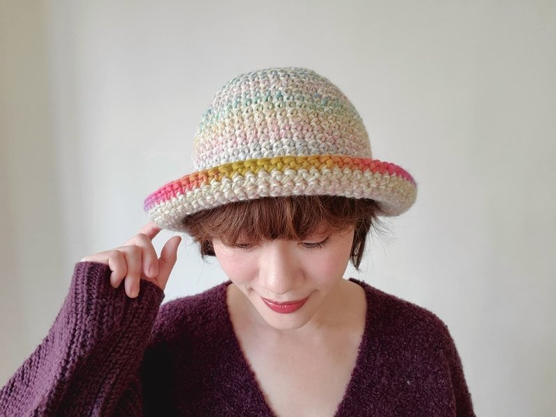 手编毛帽 - 雪滴花 - 帽子 - 羊毛 多色