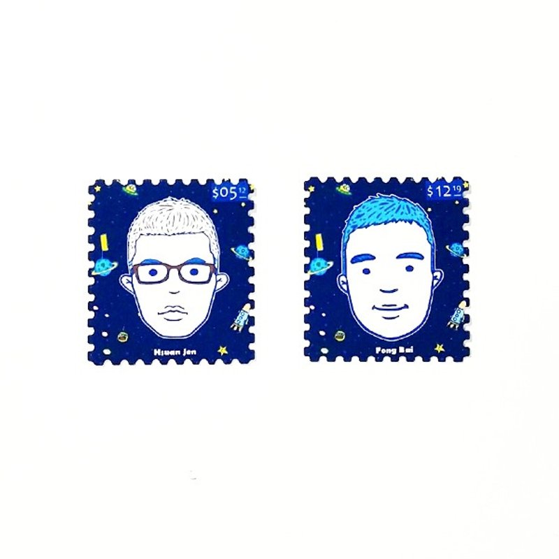 1212玩乐设计 逗趣到处贴 手帐贴纸- 邮票造型封口贴纸 (订作版) Q版人像 宠物肖像 姓名贴纸 非防水 - 贴纸 - 纸 多色