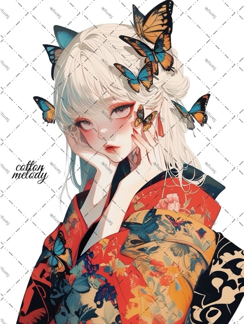 original sticker no.1874 人物贴纸 原创贴纸 原创人物贴纸 装饰贴纸 cotton melody - 贴纸 - 纸 