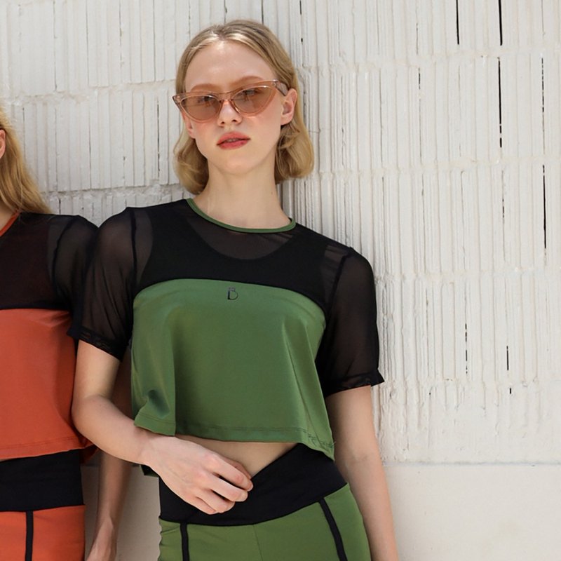 Essential twotone crop – 橄榄绿颜色/泳衣 (单独出售) 078OLIV - 女装泳衣/比基尼 - 尼龙 绿色