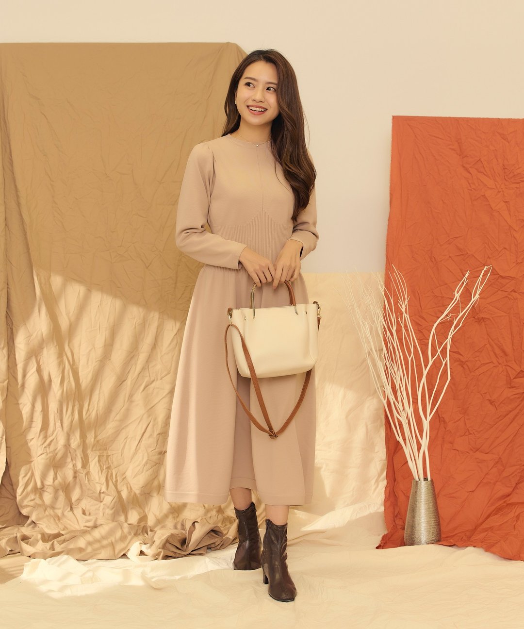 WHOLEGARMENT knit dress lieulien×Marie Soda - 洋装/连衣裙 - 棉 粉红色