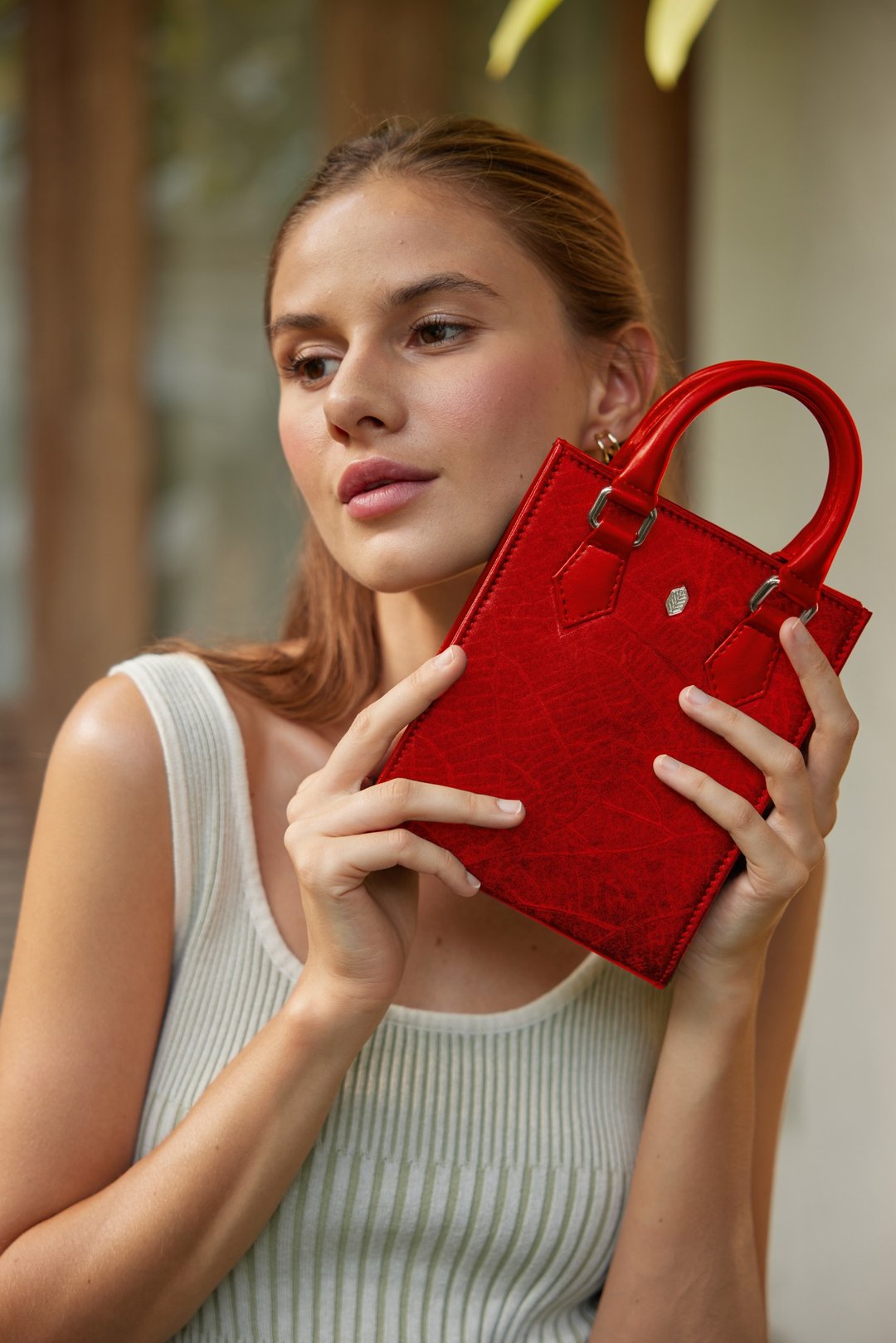 小肩包，红(Ivy Mini Tote Bag) 斜背包/单肩包 红色 - 其他 - 植物．花 红色