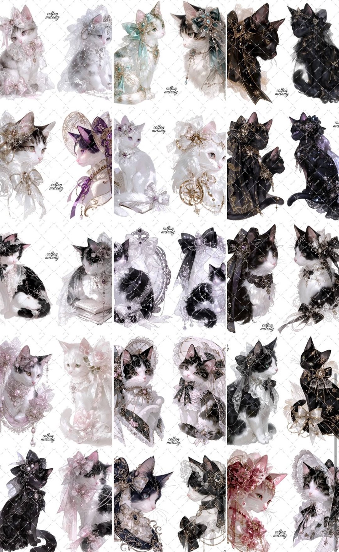 【期间限定】哥德萝莉猫咪 / 画框猫咪 / 30 种各 3 张 / cotton melody / 人物贴纸 / 附赠非卖品赠品 - 贴纸 - 纸 