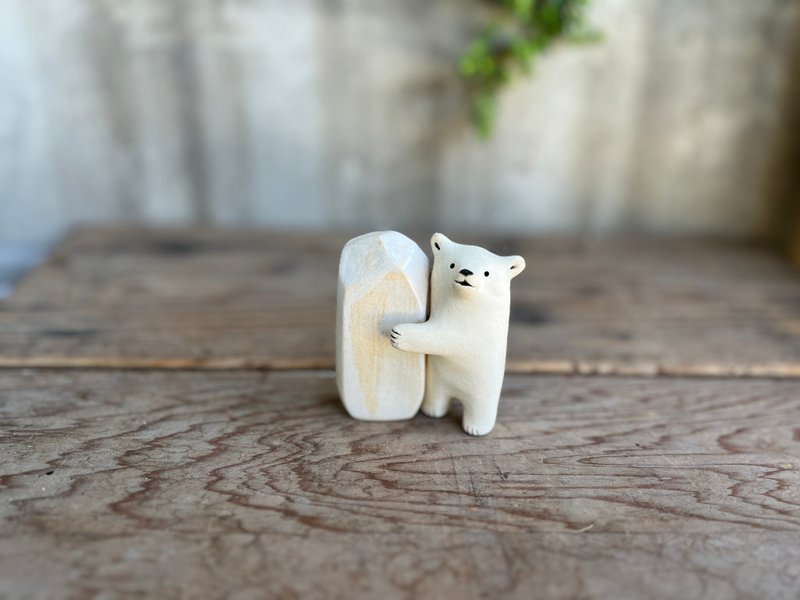 小北极熊与冰1 - 摆饰 - 陶 白色