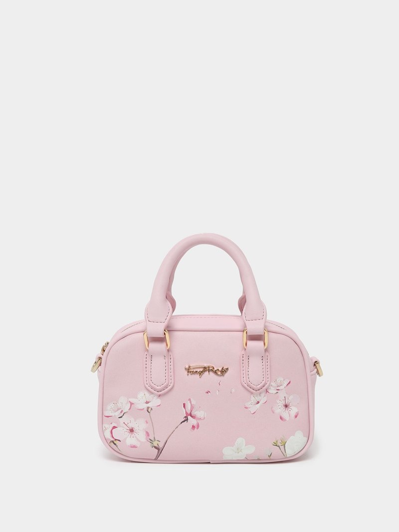 印花斜背小方包 - 侧背包/斜挎包 - 其他材质 粉红色