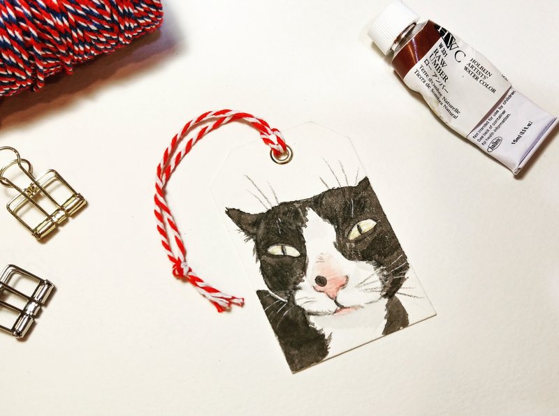 Ugly cat 丑猫水彩手绘原稿手工书签/礼物卡/吊卡 (超丑奔驰） - 书签 - 纸 