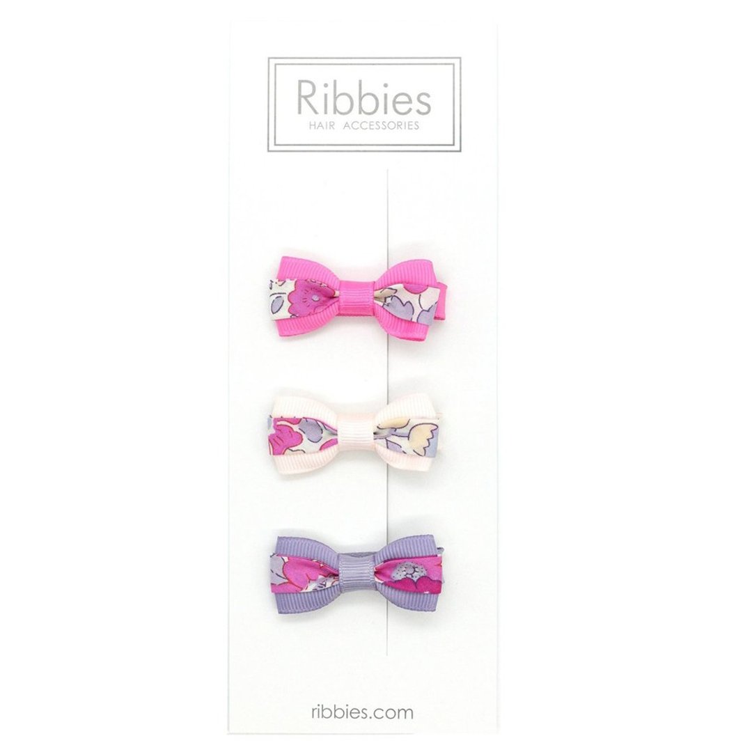 英国Ribbies 双色缎带蝴蝶结3入组-Besty Hot Pink - 发饰 - 聚酯纤维 