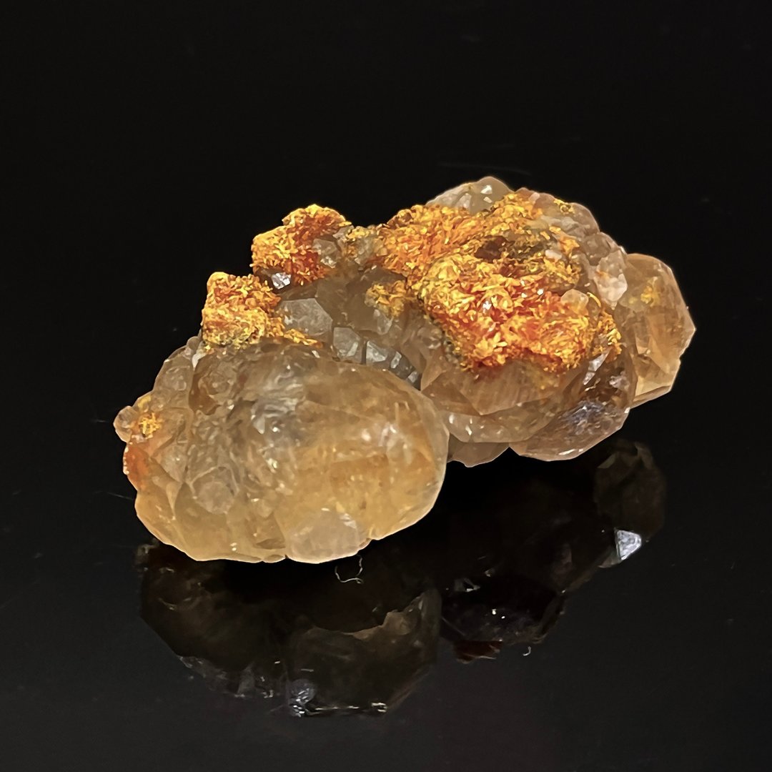 稀有矿标金色透亮方解石共生雌黄 珍贵矿物标本55*35*22MM - 摆饰 - 玉石 多色