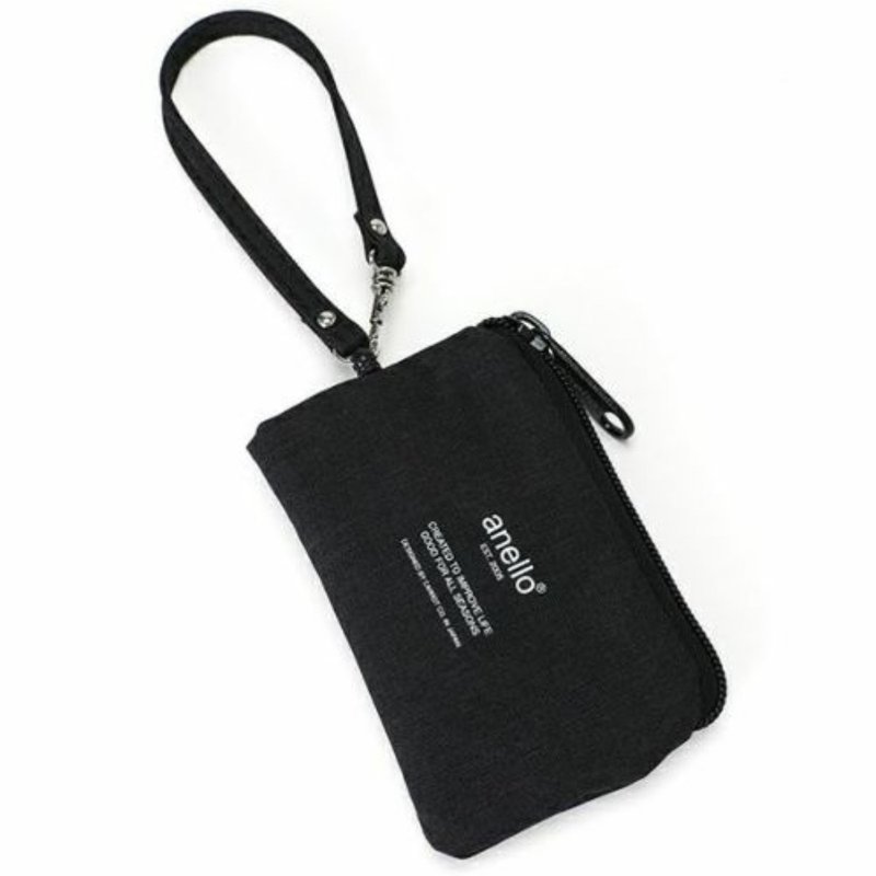 Anello 轻量多分格拉链卡片套散纸包 可拆带 AU-H1159 - 黑色 - 皮夹/钱包 - 聚酯纤维 黑色