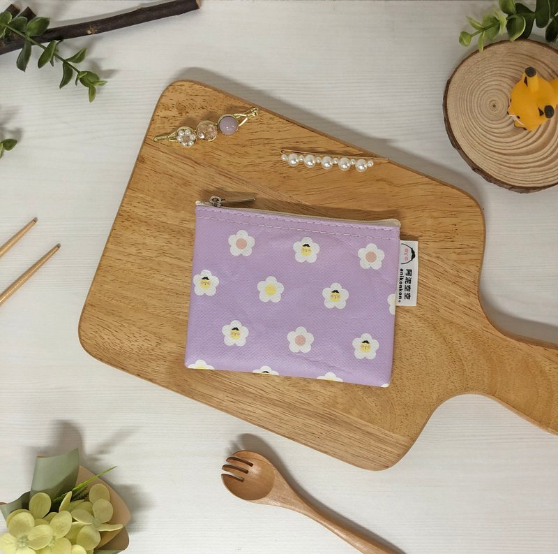 Sunny Bag x 阿泥空空-没有钱花只有花花拉链小包 - 零钱包 - 其他材质 紫色