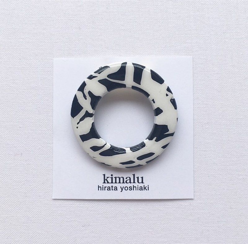 [Small] marble brooch - 胸针 - 木头 白色