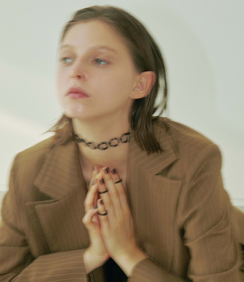 tiroirs/tsubomi 串珠choker 项链颈链 - 颈链 - 其他金属 黑色