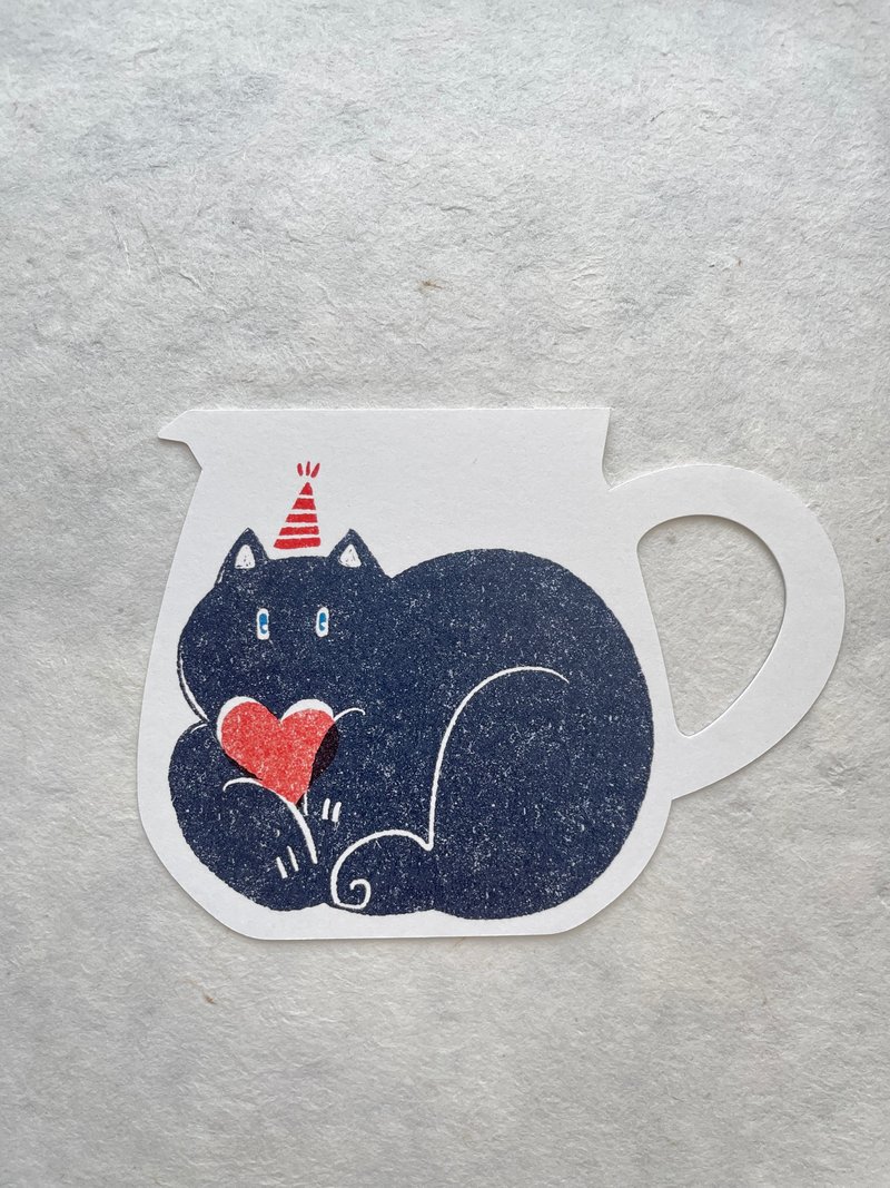 手冲时光 艺术纸双面造型卡片 附信封袋  (咖啡下壶款) - 卡片/明信片 - 纸 