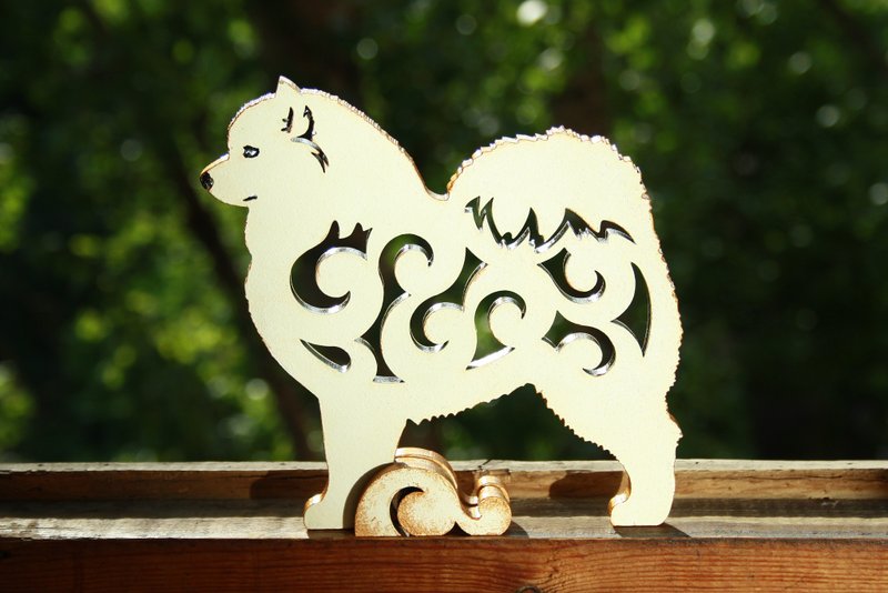 Samoyed dog, figurine made of wood - 摆饰 - 木头 