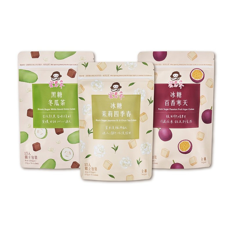 黑糖冰糖茶砖 凉夏冰爽组 (冬瓜茶/茉莉四季春/百香寒天) 送礼 - 蜂蜜/黑糖 - 其他材质 绿色