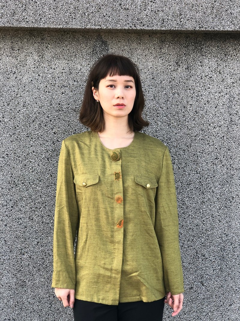 贝壳绣扣衬衫 - 女装衬衫 - 其他材质 咖啡色