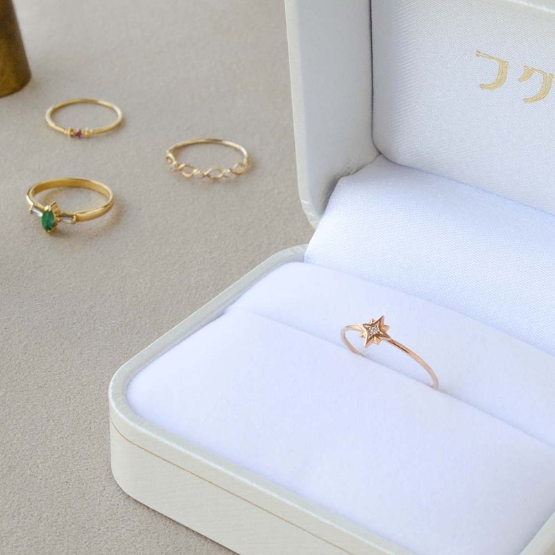 Gold Polish Ring 黄金钻石戒指 日本制造 Octagram - 戒指 - 贵金属 