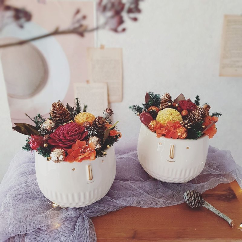 记忆中的味道|2021圣诞限定香氛雪人盆栽_圣诞节交换礼物 手工 - 香薰/精油/线香 - 植物．花 红色