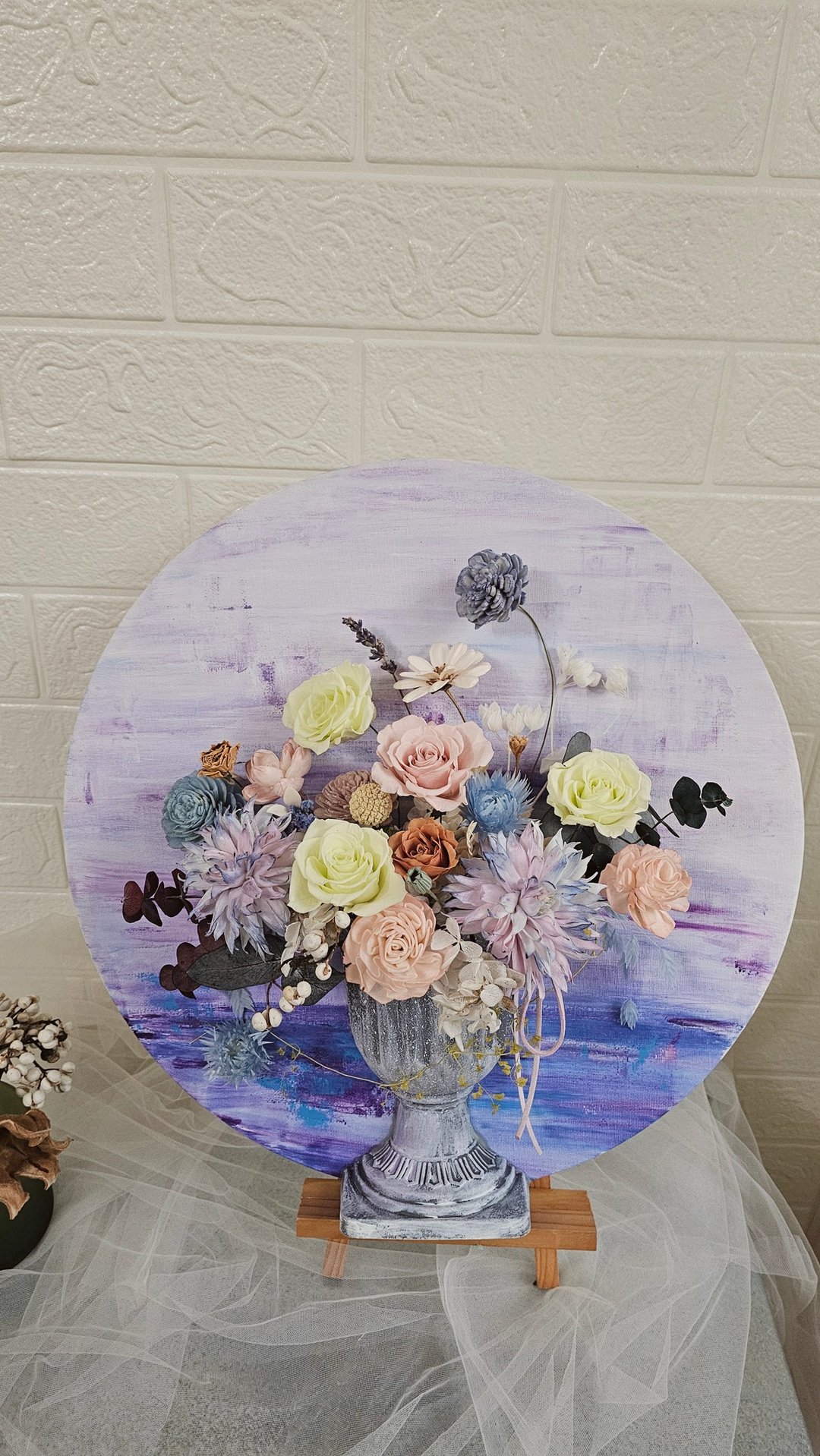 韩式永生花画板  永生无框画 布花壁饰 画布花 花板 新居 退休 - 画框/相框 - 植物．花 粉红色
