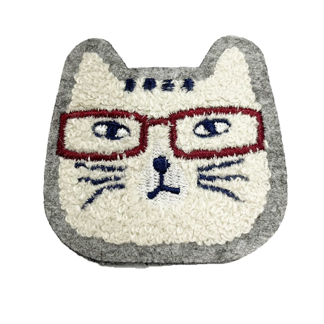 Kusuguru Japan 胸针 别针 日本相良刺绣 猫泽系列 蓝色/白色 - 胸针 - 聚酯纤维 蓝色