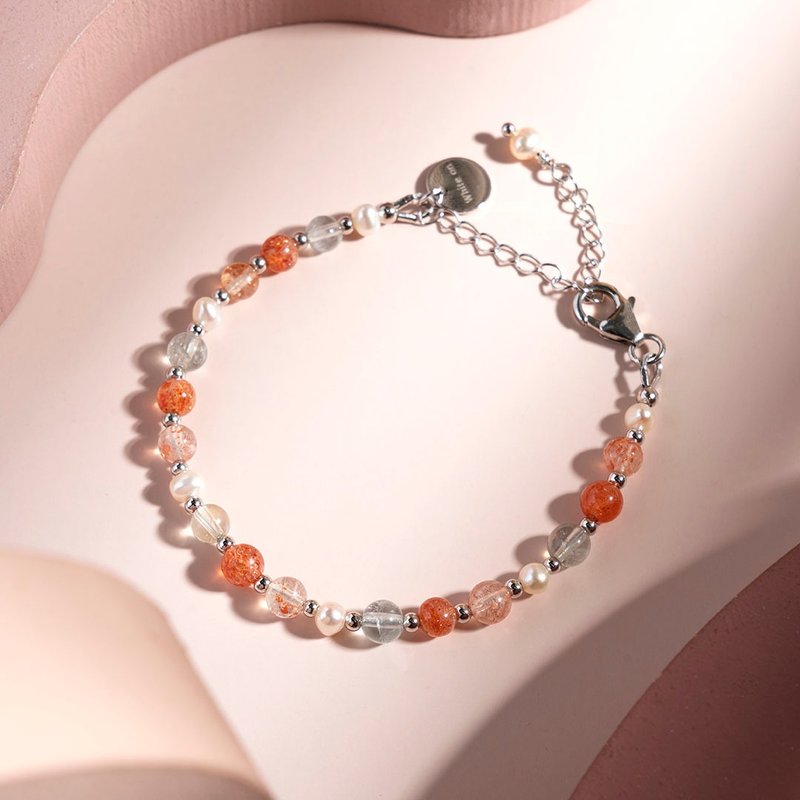 阿鲁沙太阳石珍珠925银水晶手链 礼物 - 手链/手环 - 水晶 橘色