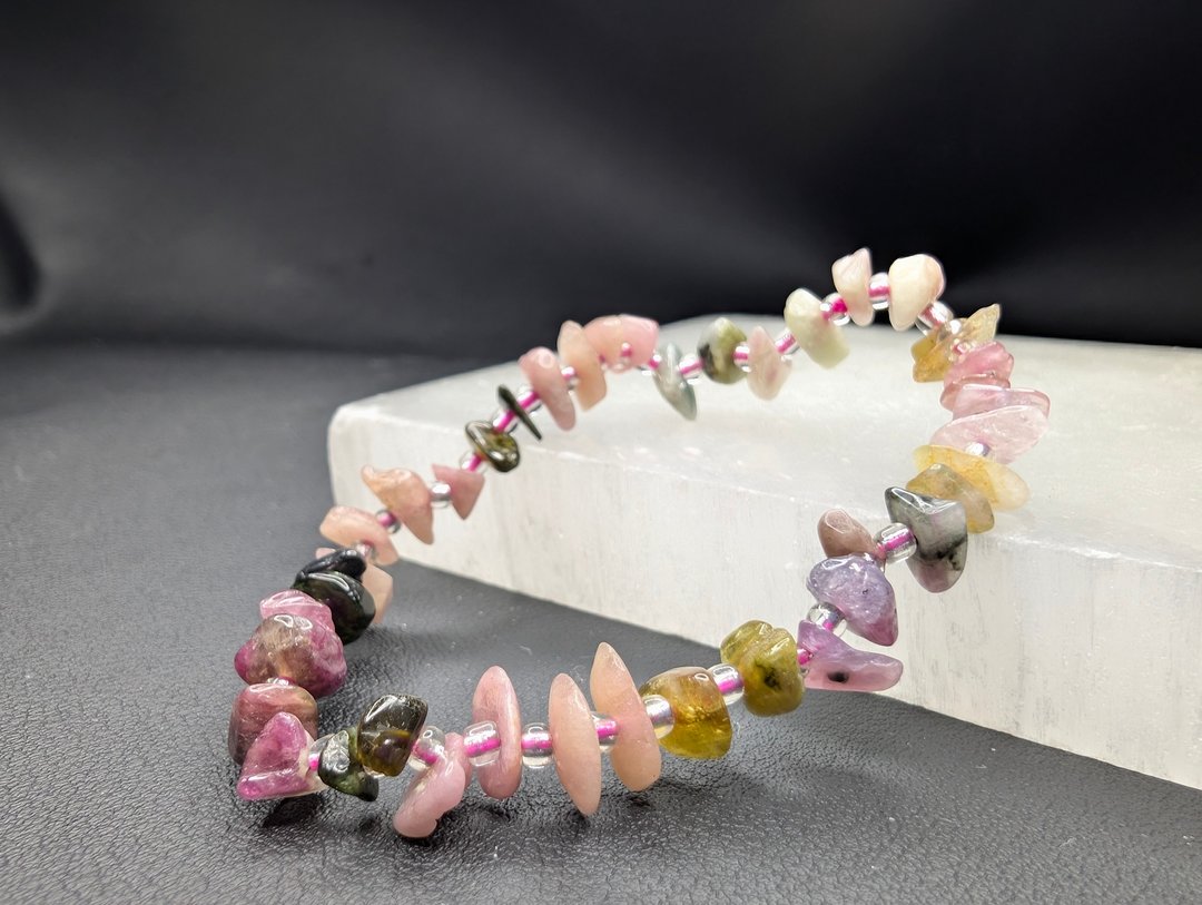 碧玺随形 Tourmaline  手串 手链 天然水晶 水晶手链 - 手链/手环 - 水晶 