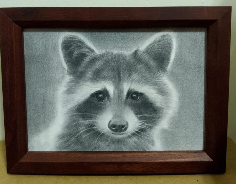 摆设 / 浣熊 / 铅笔画 / 原稿 / 含框 - 海报/装饰画/版画 - 纸 