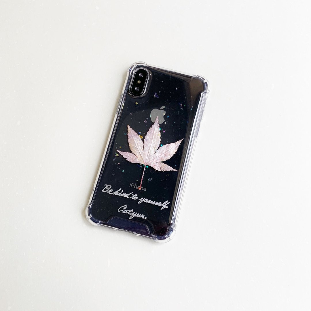 手写句子 枫叶押花手机壳 毕业季 - 手机壳/手机套 - 植物．花 银色