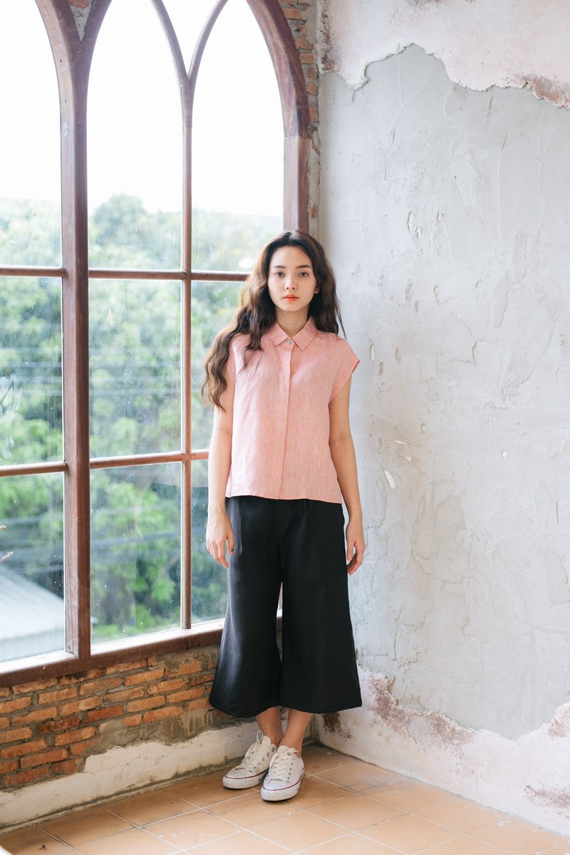 Short Sleeve / RedTone - 女装上衣 - 亚麻 红色