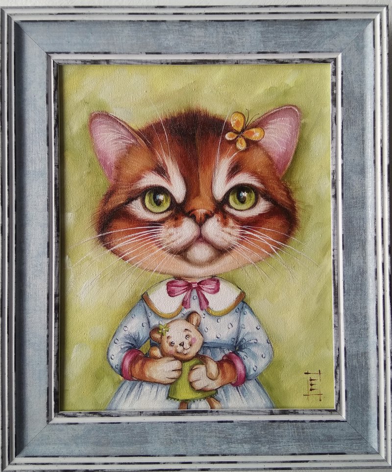 猫 Marsy 肖像油画 玩具艺术 - 墙贴/壁贴 - 其他材质 橘色