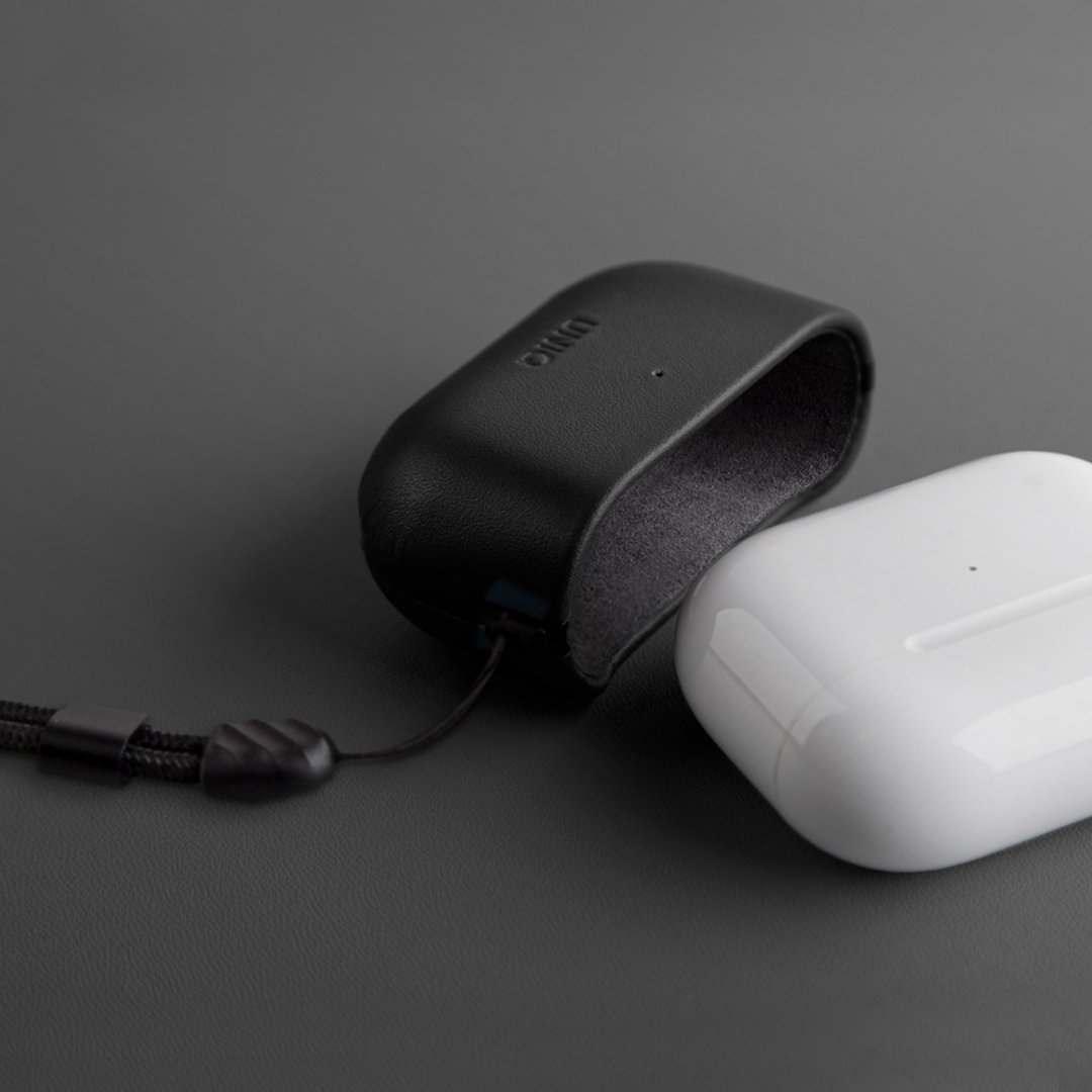 AirPods 3代 Terra 手工真皮收纳保护套 配挂绳-黑色 - 手机配件 - 真皮 黑色