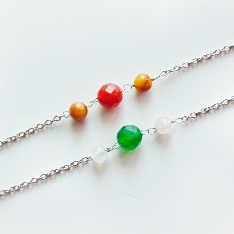 亚伯兰的朋友－宝石手链2入1组 /颜色订制 友谊 闺蜜 毕业礼物 - 手链/手环 - 宝石 