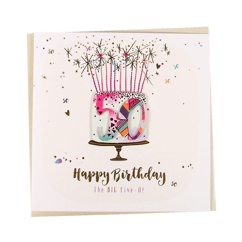 庆祝50大寿生日【Strawberry Fizz TP卡片-生日祝福】 - 卡片/明信片 - 纸 多色