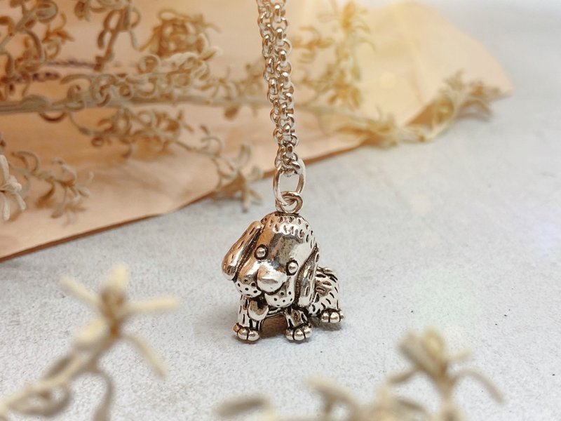 925纯银 立体可爱吐舌小狗项链 狗狗项链 dog - 项链 - 纯银 银色