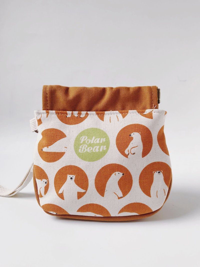 新年礼物首选/免费包装/小物收纳/弹片口金包/北极熊粉/咖 - 零钱包 - 棉．麻 