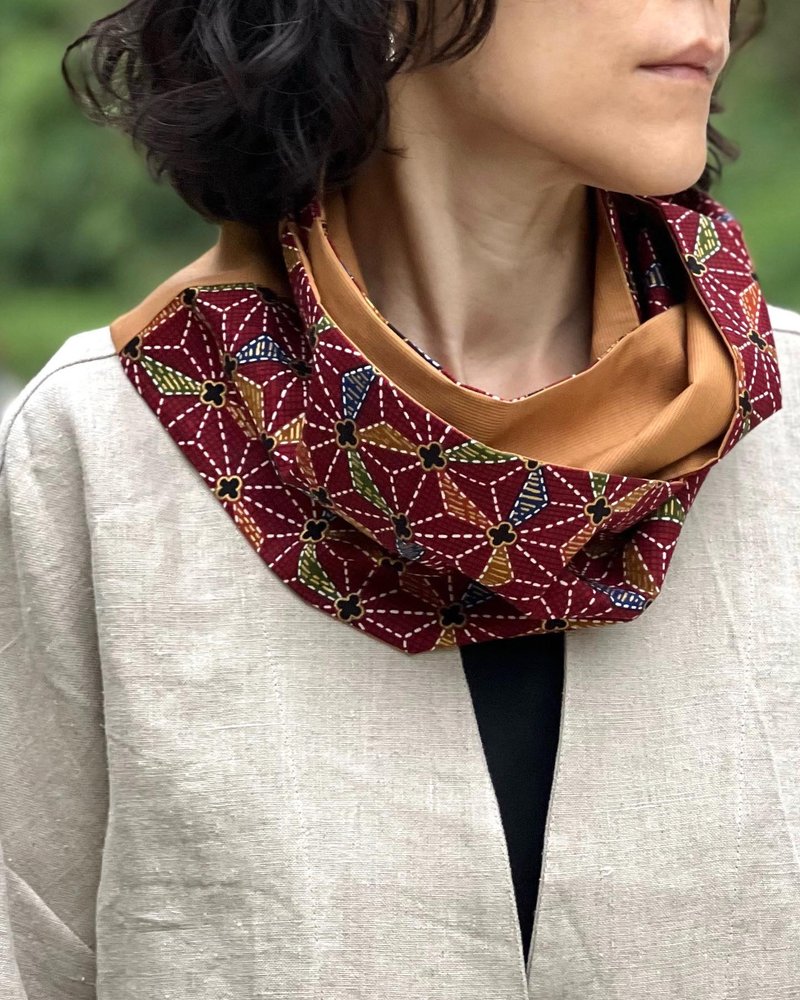 Oka长款拼布颈套 - 围巾/披肩 - 棉．麻 多色