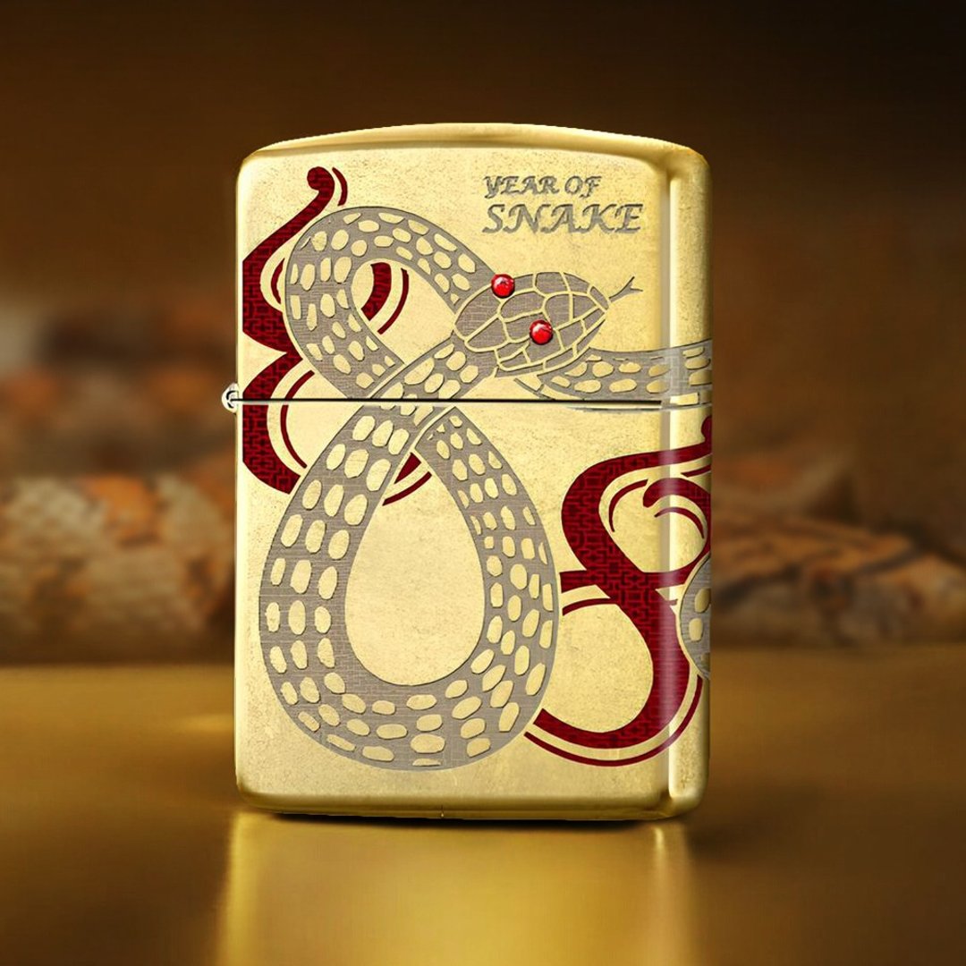 【ZIPPO官方旗舰店】金玉蛇年防风打火机 CZA-2-42B - 其他 - 铜/黄铜 金色