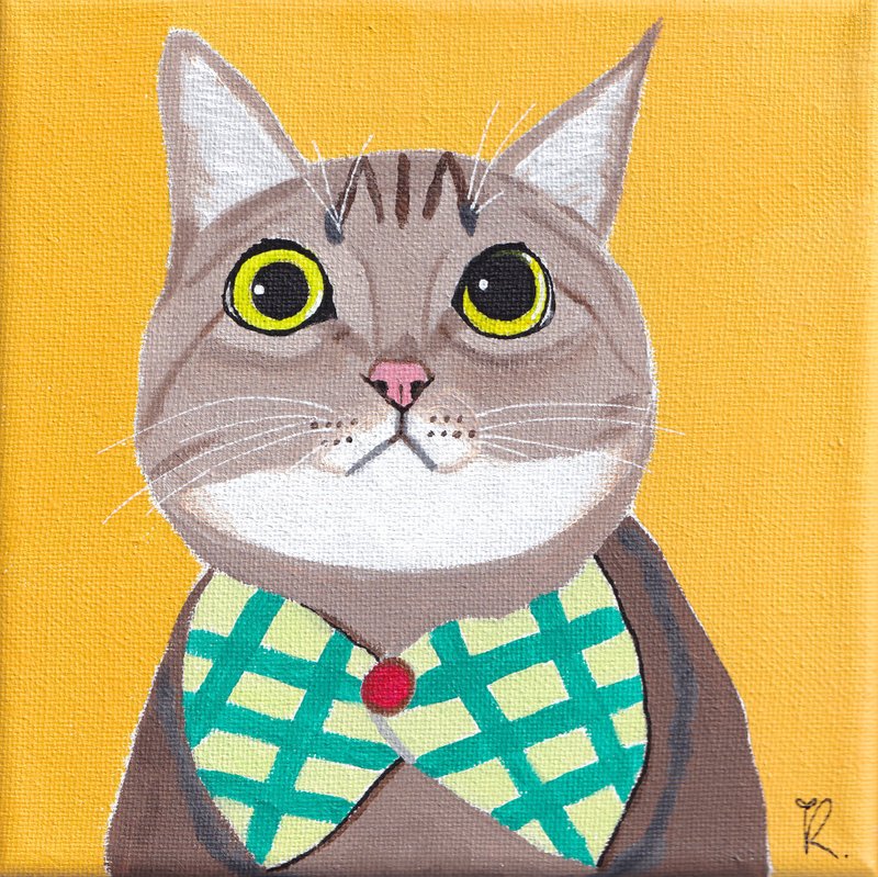 +蕊喵日常+猫咪定制画/定制化/压克力画/手绘/画布框/16x16cm - 订制画像 - 其他材质 