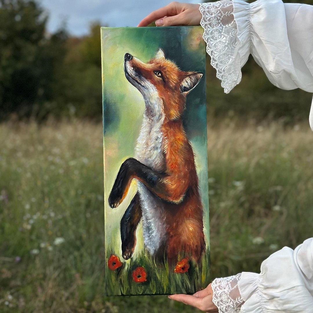 狐狸画布画、狐狸壁挂艺术、压克力艺术、动物居家壁挂艺术、艺术装饰 - 墙贴/壁贴 - 棉．麻 多色